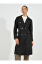 Regular Fit Midi Length Wool Like Double Breasted Coat - 3