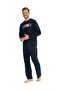 US Polo AssnMen's Navy Blue Round Collar Pajama Set - 2