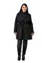 Plus Size Double-Breasted Sleeve Band Detailed Pocket Belted Lined Black Trench Coat