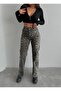 Women’s Leopard Printed High-Waist Stretch Fabric Wide-Leg Palazzo Pants - 6