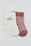 Organic Baby Kids Seamless 2-Piece Big Heart Combed Cotton Socks - 4