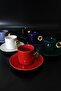 Porcelain 6-Person Coffee Cup Set Mixed Color Design Handle Tr3134