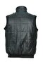 Black Leather Vest with Collar and Elastic Waist - 8