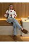 Women's Off White Heart Embroidery Detailed Oversized Knit Sweater - 4