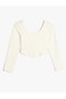 T-Shirt with Crew Neck, Long Sleeves, and Stitching Details, Made of Cotton. - 2