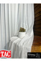 Rüyaper Natural Linen Tulle Curtain Ecru 1/3 Regular Pleated Heavy Weight Non-Crinkle Licensed Product