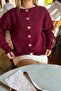 سترة حمراء كلاريت - أزرار على شكل قلب - 2
