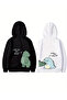 Unisex Lover Couple Combination Dinosaur Hooded 2-Piece Sweatshirt
