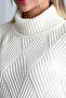 Turtleneck Low Long Sleeve Regular Fit Diamond Pattern Textured Style Lycra Knitwear Sweater - 6