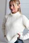 Turtleneck Low Long Sleeve Regular Fit Diamond Pattern Textured Style Lycra Knitwear Sweater - 4