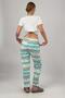 Women's Cotton Elastic Waist Ribbon Patterned Pajama Bottoms with Pockets Green Cat - 6