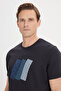Men's Black Slim Fit Slim Fit Cotton Printed Crew Neck T-Shirt - 4