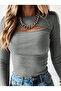 Blouse Women Black Cut Out Detailed Ribbed Knitted Blouse - 5