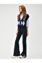 Fabric Trousers Flared Ribbed