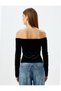 Off-The-Shoulder Velvet Blouse with Metallic Bow Detail - 4