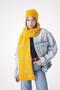 Women's Striped Soft Tuşe Scarf Beanie Set Yellow 25W5001 - 3
