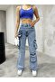Blue Multi-Pocket Straight Fit Cargo Pants - 2