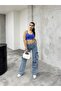 Blue Multi-Pocket Straight Fit Cargo Pants - 7