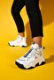 CLARA White Navy Zippered and Laced Women's Sports Boots - 5