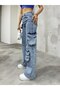 Blue Multi-Pocket Straight Fit Cargo Pants - 4