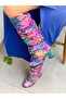 Pusı Colored Snakeskin Bellows Below the Knee Boots - 3