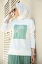 Rose Printed Slit Detailed Tunic Sweatshirt and Pleated Skirt Set - 3