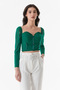 Tulle Detailed Heart Collar Crop Blouse - 3
