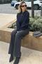 Navy Blue Zippered Long Sleeve Knitwear Cardigan Mg2061 - 2