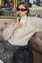 Beige Zippered Long Sleeve Knitwear Cardigan Mg2061 - 2