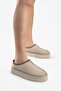 Women's Beige Suede Sheepskin Embroidered Winter Mini Slippers Boots & Bootie - 2