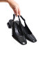 Black Patent Leather Square Toe Buckle Heeled Shoes - 2