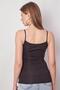 Women's Lycra Body Blouse with Gathered Lace Front and Rope Strap - Black - 6