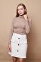 Women's Patterned Stretchy Soft Textured Knitwear Full Fisherman Long Sleeve Blouse-Camel - 3