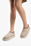 Women's Beige Suede Sheepskin Embroidered Winter Mini Slippers Boots & Bootie
