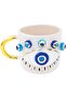 24 Carat Gold Embroidered, Evil Eye, 100% Handmade, Double Turkish Coffee Cup - 2