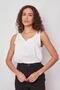 Lycra Free Stylish Fabric Women's Front Back V-Neck Sleeveless Jacket Blouse-Cream