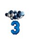 3 Year Old Birthday Set Midnight Blue-Chrome Silver-Light Blue 30 Pieces (Blue)