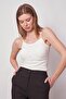 Women's Gathered Lace Front Rope Strap Lycra Body Blouse-Cream - 5