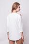 Women's V-Neck Off-The-Shoulder Capri Three-Quarter Sleeve Lightweight Lycra Fabric Blouse-White - 7