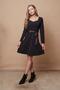 Women's Lycra Crepe Fabric Heart Collar Long Sleeve Skirt Dress - Black - 5