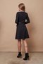Women's Lycra Crepe Fabric Heart Collar Long Sleeve Skirt Dress - Black - 6