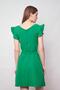 Crepe Fabric Light Lycra Boat Neck Flounce Sleeves Tie Waist Skirt Office Dress -B.Green - 7