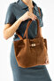 Tan Suede Nubuck Artificial Leather Magnet Closure Cross Strap Women's Hand and Shoulder Bag 570 - 2