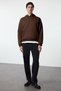 Dark Brown Oversize/Wide Cut Back Embroidery Detailed Hooded Sweatshirt Tmnaw25Sw00142 - 4