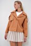 Women's Cinnamon Double Breasted Collar Button Detailed Unlined Jacket Alc-X12686 - 5