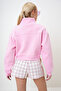 Women's Pink Half Zipper Three Thread Raised Crop Sweatshirt Prm1051 - 6
