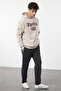 Anthracite Slim Fit Waist Tie Elastic Shirred Knitted Sweatpants Casual Pants Tmnaw25Pl00023 - 3