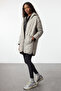 Stone Oversize Patterned Hooded Quilted Coat Twoaw25Mo00242 - 2