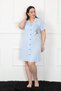Fashion Line Large Size Combed Cotton Buttoned Blue Tunic Nightgown 1025 - 2