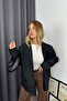 Black Double-breasted Collar Lined Padded Blazer Jacket - 2